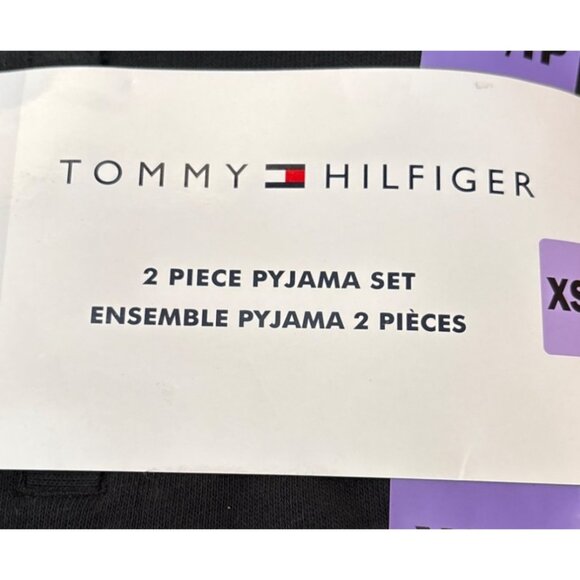 Tommy Hilfiger Pajama Set 2-Piece XS Black & Red Plaid Cotton Blend Sleepwear - Picture 3 of 6